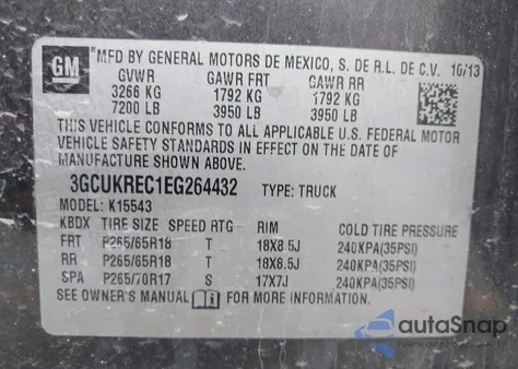 2014 Chevrolet Silverado 1Lt z USA, uszkodzony, nr VIN 3GCUKREC1EG264432